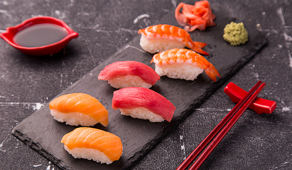 Salmon, Tuna and Shrimp Sushi