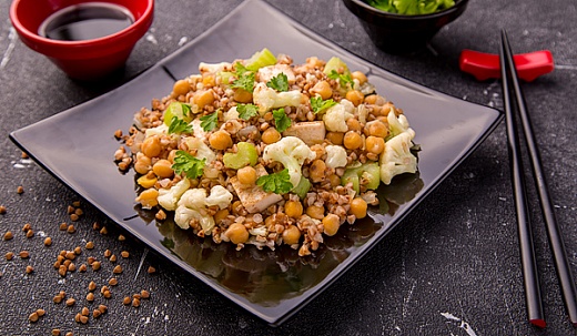 Salad with Buckwheat, Tofu and Cauliflower