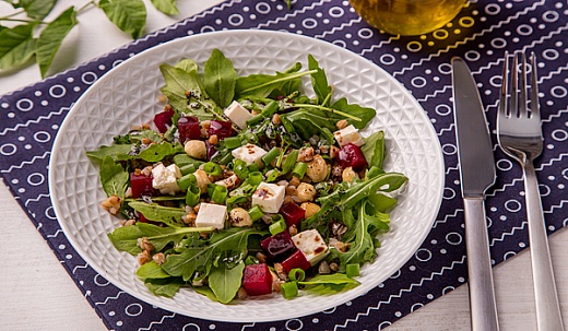 Buckwheat Salad with Baked Beets, Feta Cheese and Grapefruit Dressing