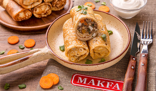 Блинчики с гречкой и мясом