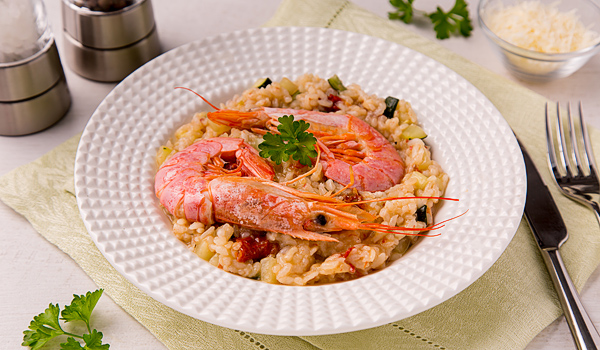 Risotto with Zucchini and Prawns