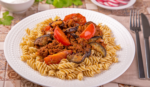 Persian Pasta with Beef and Eggplants