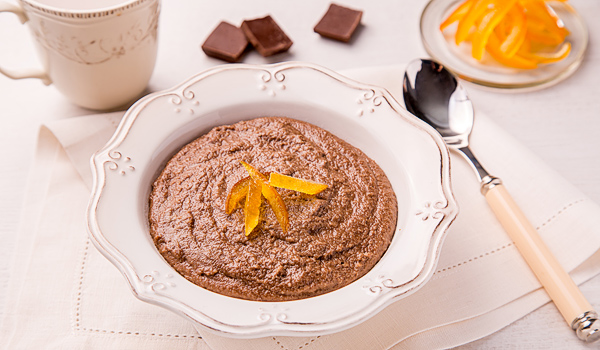 Chocolate Semolina with Candied Oranges