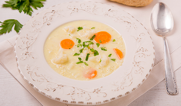 Cauliflower Soup with Millet and Lemon