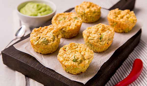 Pea Muffins with Avocado Mousse