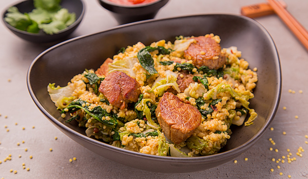 Chinese Pork with Millet and Greens
